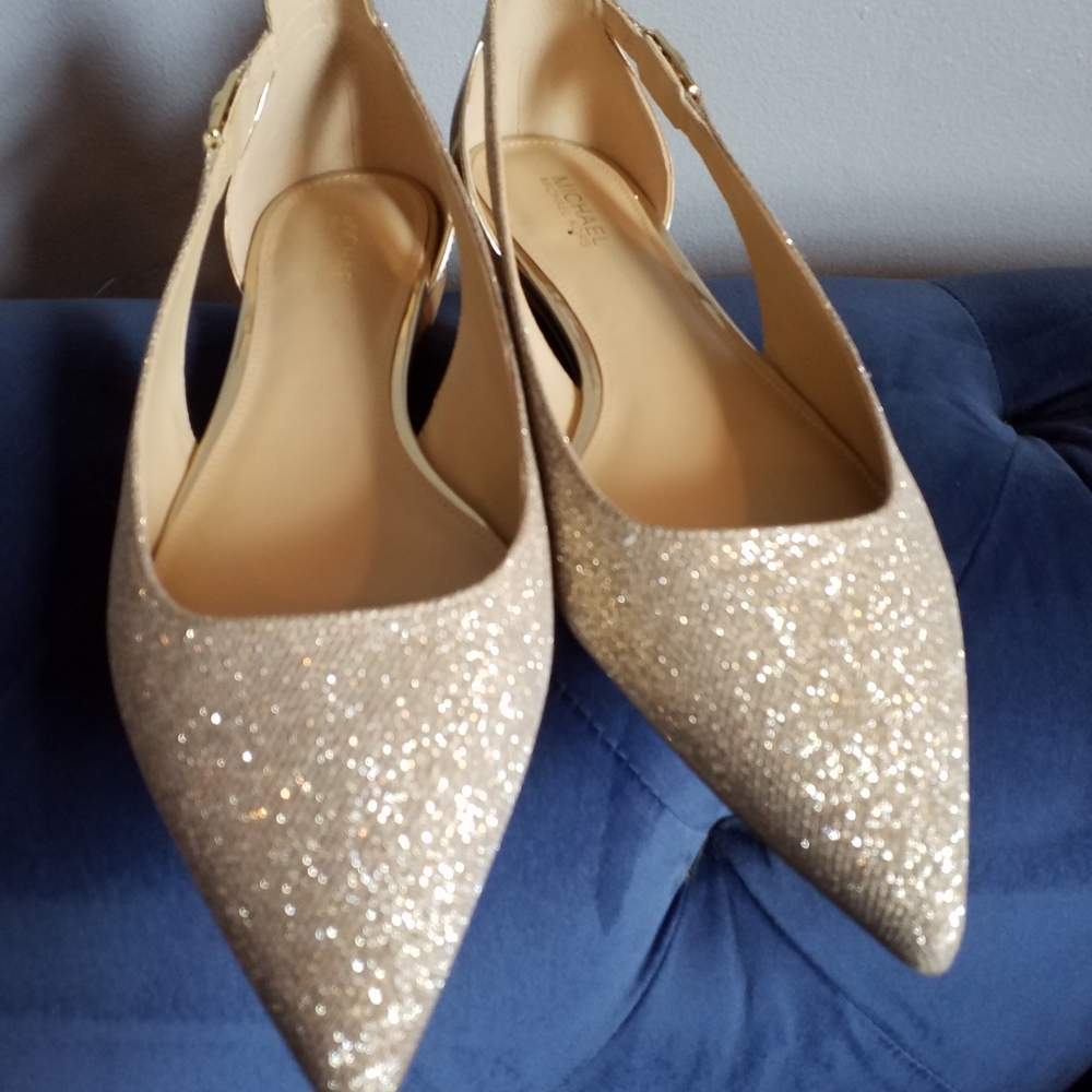 Michael Kors Champagne Gold Glitter Flats